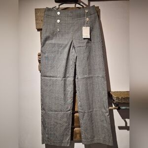 Vintage High Brand Elegant Gray And Pink Checkered Woman's Pants